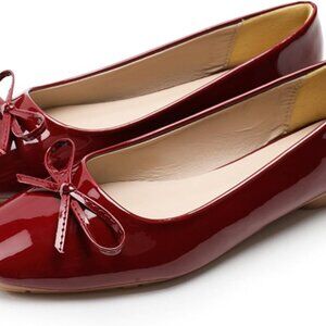 Women's Foldable Ballet Flats Leather Rubber Sole Casual Dress Shoes